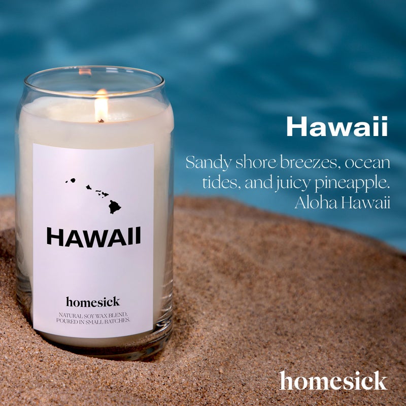 Homesick Scented Candles for Home (Hawaii) - 13.75 oz Long-Lasting Soy Wax Jar Candle for Women & Men for All Occasions, 60-80 Hours Burn Time - Notes of Pineapple & Coconut - Image 3